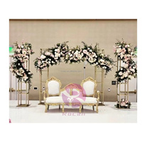 Arche de Décoration de Mariage Support Fête Bébé Carrée Dorée Toile de Fond de Mariage