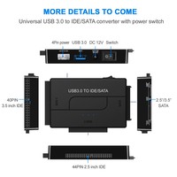 Universal USB 3,0 a SATA 3,5 pulgadas IDE HDD Cable Converter con interruptor de alimentación 12 meses de garantía