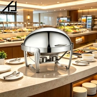 Hotelbedarf Roll-Top Silbernes Eiförmiges Edelstahl-Chafing-Dish 9L Fassungsvermögen Buffet-Speisenwärmer-Set für Catering und Hochzeiten