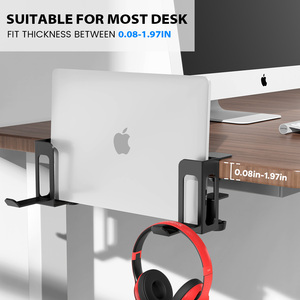 Plateau en métal Organisateur de rangement latéral pour ordinateur portable Pince sans perceuse Support d'étagère de bureau Organisateur de tiroir suspendu pour le bureau - Product Image 6