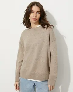 Supplier Custom Wholesale Russia Crewneck Sweater Ladies Pullover Knitwear Winter Loose Crew Neck Knit Sweater Women