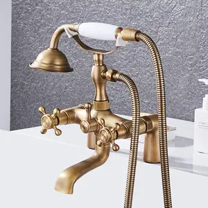 仿古黄铜浴缸水龙头浴缸搅拌器带淋浴喷头