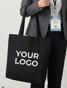 Bolsa de lona resistente negra y blanca personalizada con impresión de logotipo para mercancía de identidad corporativa y marketing empresarial - Product Image 5
