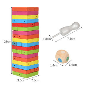 Coloré 54 pièces bricolage bloc de construction ensemble grand nombre jouet <span class=keywords><strong>en</strong></span> <span class=keywords><strong>bois</strong></span> pour dominos à empiler éducatifs - Product Image 5