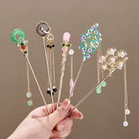 Pince à cheveux élégante de style chinois pince à cheveux à pompons accessoire de coiffure à motif floral traditionnel bijoux pour femmes épingle à cheveux aiguille à cheveux