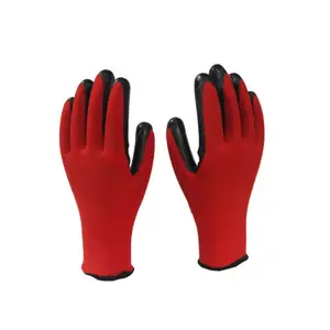 Caoutchouc de protection des mains en gros construction rouge anti-dérapant robuste gants de travail trempés en latex