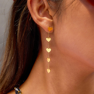 ต่างหูรูปหัวใจ ชุบทอง สแตนเลสสตีล สำหรับผู้หญิง สวมใส่ได้ทุกวัน เครื่องประดับแฟชั่น ต่างหูแบบห้อย - Product Image 3