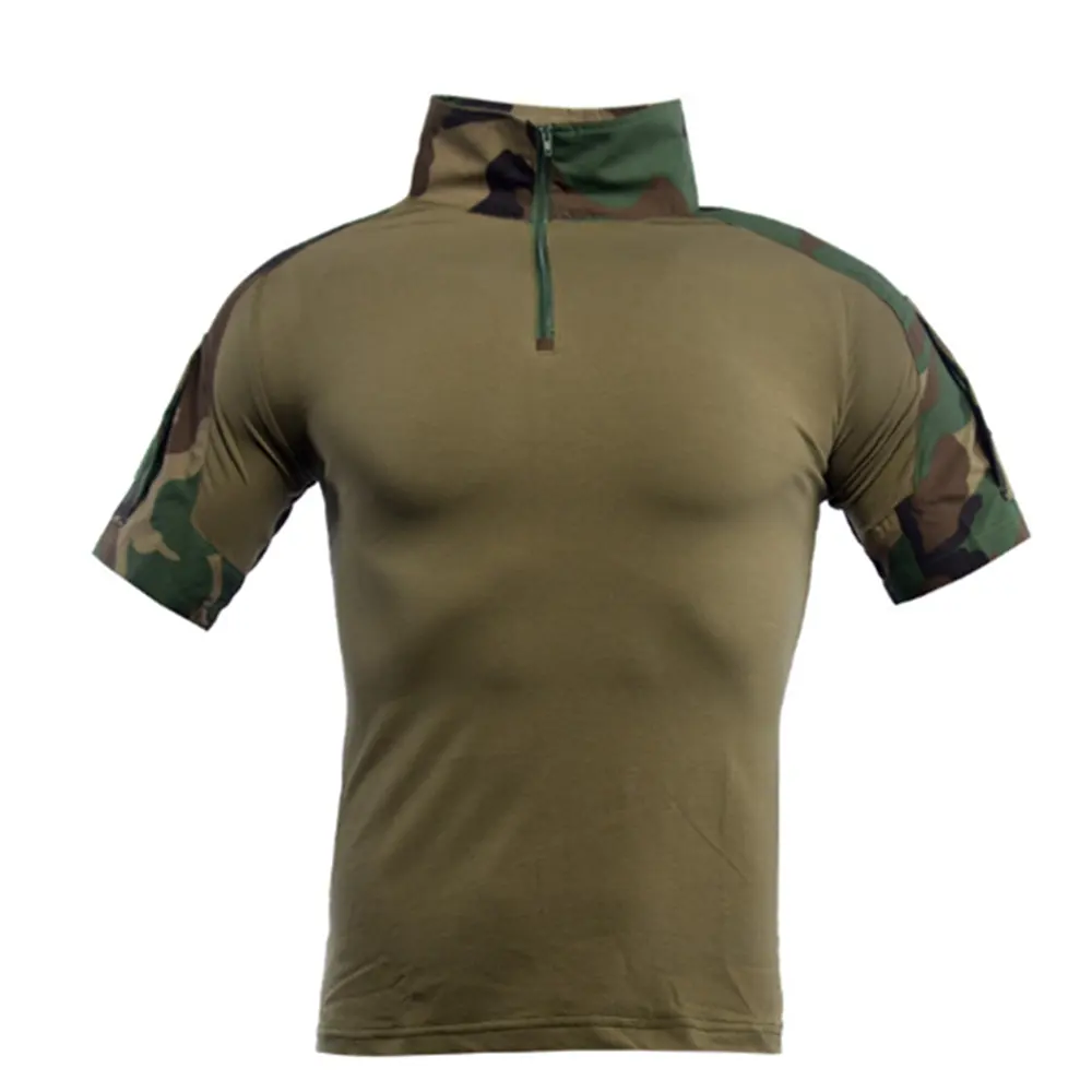 Mannen T-shirt Tactische Outdoor Camouflage Schieten Jacht <span class=keywords><strong>Katoen</strong></span> Korte Mouw Hike Militaire Kleding