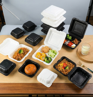 Boîtes à lunch jetables de haute qualité Bingo en MFPP, 8 et 9 pouces, blanches/noires, pour hôtels, restaurants, snacks et nouilles