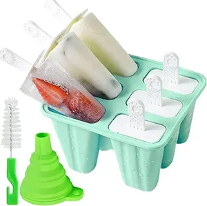 冰棒制造商冰棒模具6件硅胶冰棒模具双酚a免费冰棒模具可重复使用释放冰棒制造