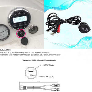 Wasserdichtes Armaturenbrett-Einbau USB- und RCA-Eingang HASDA H-071 Marine-Boot-Radio Audio-Stereo 3,5 Audio-Stecker Audiokabel RCA-Anschluss - Product Image 4