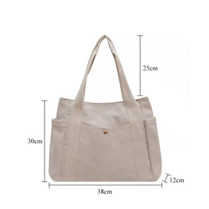 Simple Design Lady Casual Thick Canvas Tote <b>Bags</b> Plain White Reusable <b>Shopping</b> <b>Bag</b> Grocery Shoulder <b>Bag</b> - Product Image 4