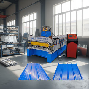 Máquina de rodillos para chapa corrugada de doble capa TR4 TR5 de acero, máquina para fabricar techos de lamas trapezoidales de nervadura alta con motor de caja de cambios - Product Image 1