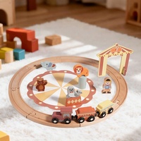 Ensemble de train de cirque en bois pour enfants, train jouet avec figurines d'animaux et maître de cérémonie, jouets éducatifs Montessori pour tout-petits