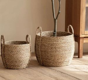 Macetas grandes para exteriores, Cestas colgantes de imitación, cesta de caña, maceta de montaje en pared de <span class=keywords><strong>madera</strong></span>, macetas tejidas de fantasía tejidas a mano con flores - Product Image 3