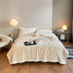 Coperta in pile di alta qualità in poliestere, a doppio strato, spessa, tinta unita, in sherpa e flanella effetto visone - Product Image 5