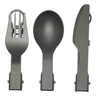 Ensemble de couverts de camping pliables en titane pur Polar Everest, écologiques et portables, cuillère, fourchette, couteau, pour pique-nique en plein air