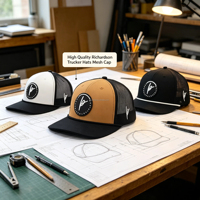 Gorra trucker Richardson 112 personalizada de 6 paneles con malla, cierre snapback, parche de cuero, PVC de goma y logotipo bordado personalizado para caza