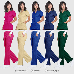 Women's <b>Scrub</b> Uniform Set Short Sleeve Breathable Quick Drying For Medical Staff Nurses Doctors Veterinarians - Product Image 1