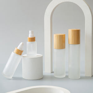 Emballage cosmétique pour soins de la peau, flacon compte-gouttes givré pour sérum, pots de crème, flacons pulvérisateurs pour lotion corporelle avec couvercle à anneau en bambou - Product Image 5