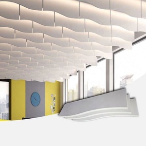 Panneau acoustique suspendu directement au plafond. Panneaux <span class=keywords><strong>de</strong></span> plafond en fibre <span class=keywords><strong>de</strong></span> verre, panneaux en fibre ignifuges classe A2, suspension verticale. - Product Image 1