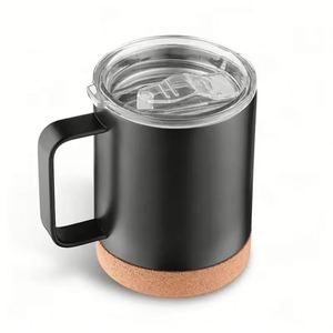 Vaso de Oficina Ecológico de Acero Inoxidable de Doble Pared con Aislamiento Térmico de Alta Calidad OEM de 300 ml, Tapa con Base de Corcho y Asa, Mantiene la Temperatura de 6 a 12 Horas - Product Image 4