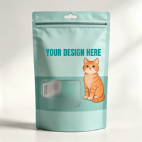 Sachet d'emballage alimentaire personnalisé en usine pour chats et chiens, pochette PE à fermeture éclair verticale avec encoche de déchirement pour aliments pour animaux de compagnie