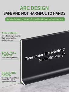 <span class=keywords><strong>Plinthe</strong></span> en aluminium à fixation murale sans perçage ni outils, design moderne, pour murs en <span class=keywords><strong>carrelage</strong></span>/marbre, installation par colle - Product Image 6