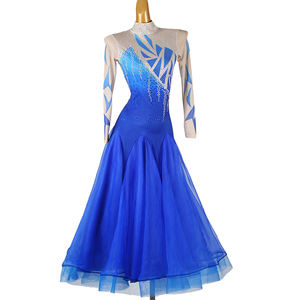 MQ427 Radiant Rhythm Gradient <span class=keywords><strong>Foxtrot</strong></span> Tango Ballroom Dance Dress Performance Competition Costume Customized Blue Women - Product Image 3