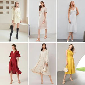 Vente en gros – Nouvelle collection été 2025 : Robes décontractées à col en V pour femmes, vêtements d'occasion à assortir, Topus Polyester/Coton Chine/Guangzhou - Product Image 3
