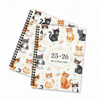 Carnet à spirale personnalisable sur le thème des chats, journal de planification, format A5, impression CMJN, cadeau pour femmes, faible MOQ, marque Rehe