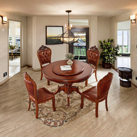 Ensemble de salle à manger de style traditionnel européen de luxe, meubles en bois massif, convertible, extensible, pliable pour la maison, l'hôtel, l'appartement