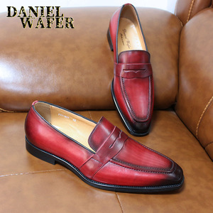 รองเท้าโลฟเฟอร์ผู้ชายทำมือ หนังวัวคุณภาพสูง สวมใส่สบาย เหมาะสำหรับใส่ลำลอง ทันสมัย ทนทาน - Product Image 5