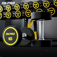 OKPRO Set dumbel PU hitam bulat, Set dumbel Logo kustom Kebugaran Berat Gratis