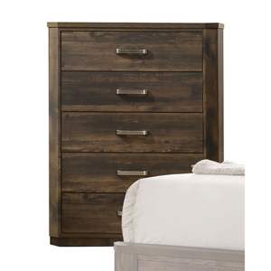 DB Elettra Rustic <b>Walnut</b> Finish Chest of <b>Drawers</b> Modern European Design Solid Wood & Stainless Steel for Bedroom Living Room - Product Image 4