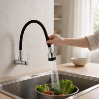 Robinet de cuisine à eau froide, mural, rotation à 360 degrés, fonction de pulvérisation et d'écoulement à double mode, robinet en gros au prix d'usine