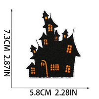 Patch en tissu polyester brodé sur le thème d'Halloween : Chat fantôme, Château d'horreur, Autocollant Sorcière, Vampire, Chauve-souris pour vêtements