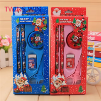 Cadeaux scolaires de Noël promotionnels bon marché papeterie nouveauté dessin animé coloré enfants mini ensembles de crayons avec gomme 170