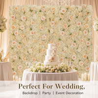Panneau de fleurs artificielles en soie (roses, pivoines, hortensias) pour toile de fond de mariage, studio, vitrine de magasin, ornement mural