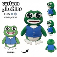Fabricant de jouets en peluche personnalisés à faible MOQ – Peluche grenouille verte personnalisée avec expression, jouet en peluche doux sur mesure