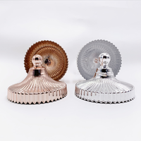 Détail marier aller rond Cristal blanc Carrousel geo coupe cire tasse dépoli Bocal En Verre noir mat Pour 200ml Pot de Bougie Avec Couvercle