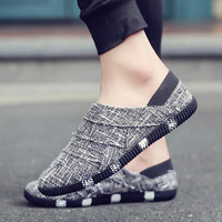 Chaussures décontractées légères et abordables pour hommes, en toile respirante, antidérapantes, à bout rond, plates, pour toutes les saisons