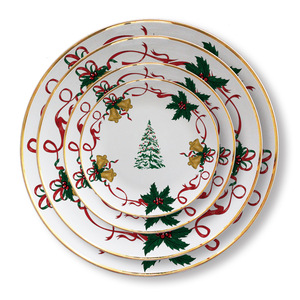 Vaisselle en Porcelaine Fine en Gros : Assiettes de Table, Ensemble de Vaisselle en Céramique Motif Sapin de Noël, Lots d'Assiettes, Vaisselle de Noël - Product Image 3