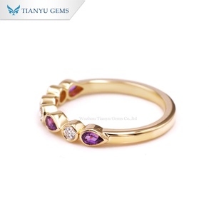 Bague Tianyu Gems personnalisée en or jaune 18 carats plaqué, saphir et diamant, sertissage clos, classique, pour usage quotidien - Product Image 3