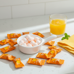 Caramelos de Menta Frutales Sin Azúcar Xiaoke Aola de Alta Calidad, con Vitamina <span class=keywords><strong>C</strong></span> y Sabor a Naranja, Bolsa de 200g, Dulces Personalizables para Refrescar el Aliento - Product Image 4