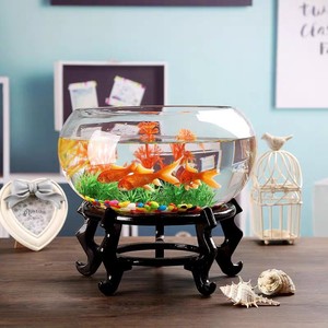 Aquarium en verre multi-usages, <span class=keywords><strong>vase</strong></span> hydroponique rond, aquarium de bureau créatif pour betta, tortue, poisson rouge, décoration de bureau, salon - Product Image 2