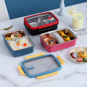 Bento <b>Box</b> Compartmentalized <b>Lunch</b> <b>Box</b> 316 Stainless Steel <b>Microwave</b> Safe Insulated Food Container Rectangle Shape - Product Image 1