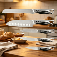 Japans Professioneel Santoku-Mes Met Roestvrijstalen Blad Gesmede Handgreep Keukenmessenset Met Abs Gecoat Handvat