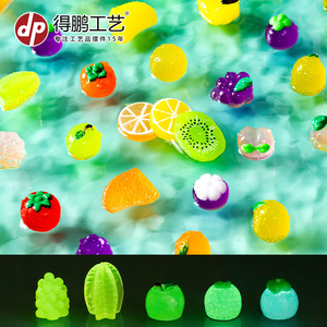 Dp Craft Resin Fruit Figurines Glow In Dark <b>Miniature</b> Decor Art Collectible Mixed Colors Irregular Shape - Product Image 5