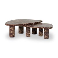 Dessus de table en marbre brun naturel au design moderne personnalisé Table basse combinée en marbre de pierre Table basse en marbre de pierre